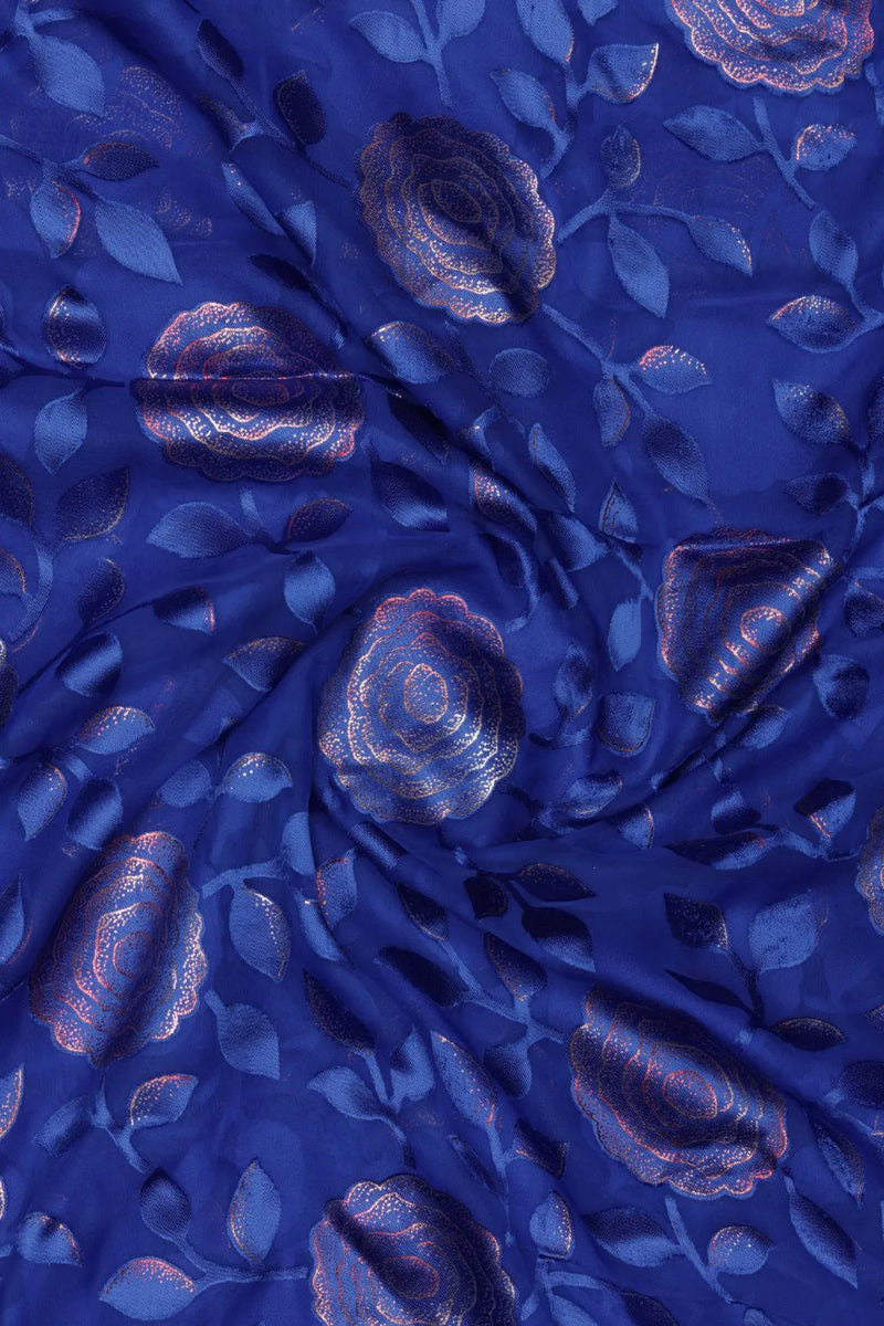 Beautiful Brasso Fabric with Foil Floral Work