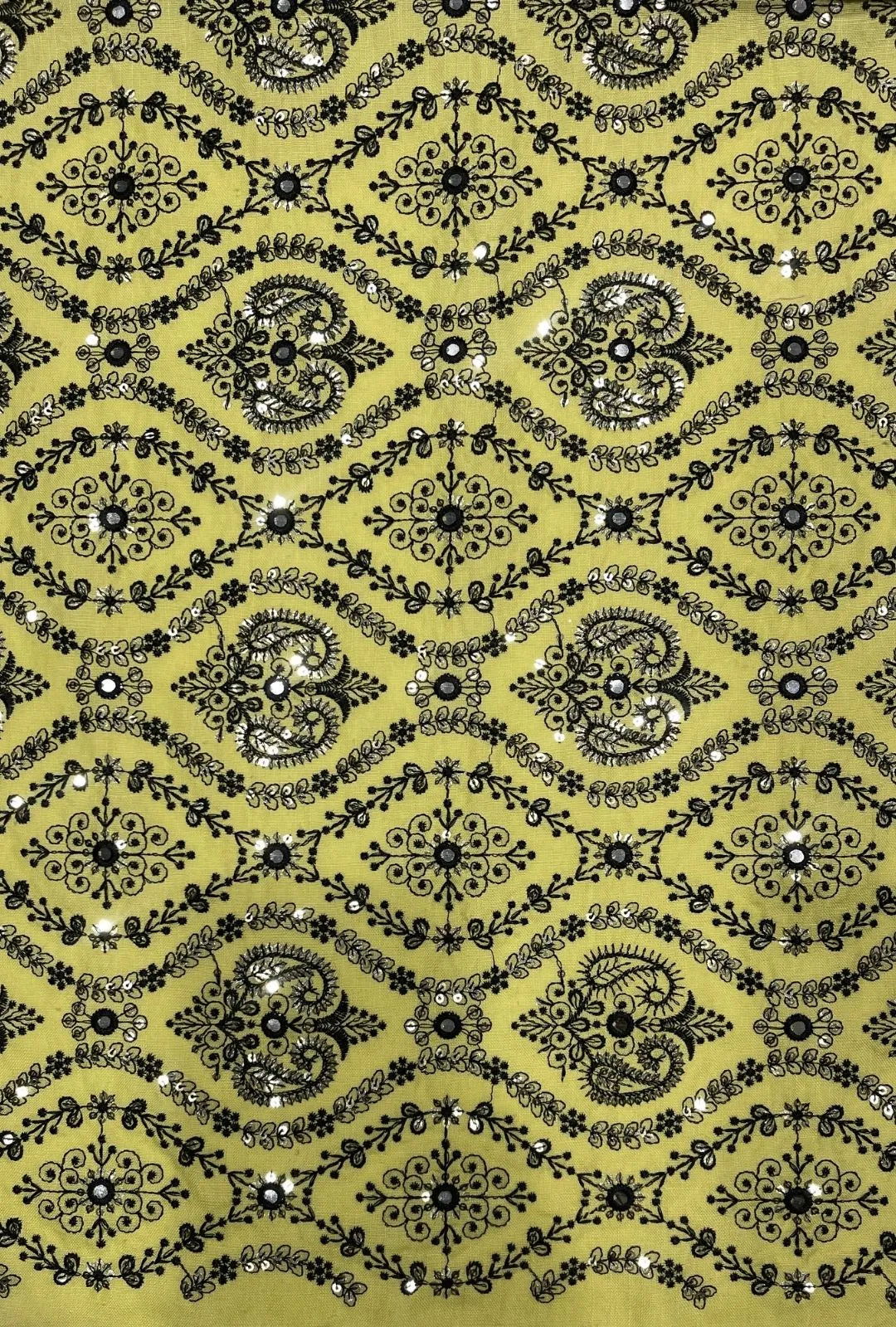 Beautiful Paisley Embroidered Polyester Linen Jalabeya Fabric