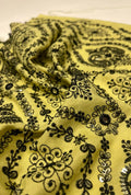 Beautiful Paisley Embroidered Polyester Linen Jalabeya Fabric