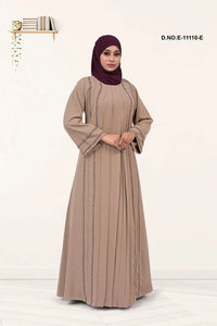 Beige Abaya With Full Sleeve Heavy Stone Work
