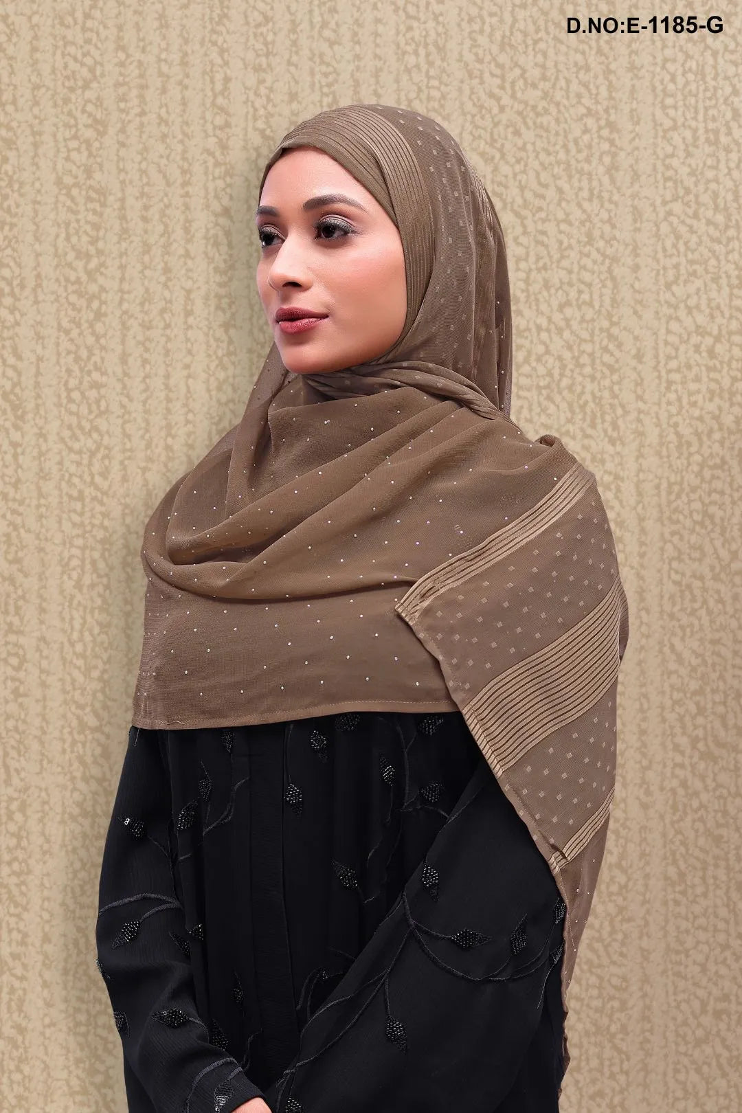 Beige Gorgeous Embellishments Diamond Work Plain Dupatta