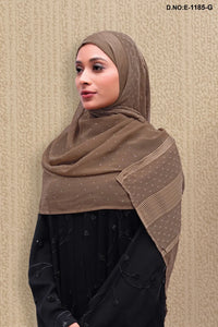 Beige Gorgeous Embellishments Diamond Work Plain Dupatta