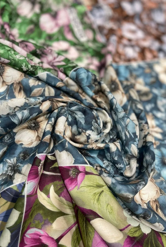 Bespoke Mixed Floral Printed London Cotton Elite Abaya Fabric