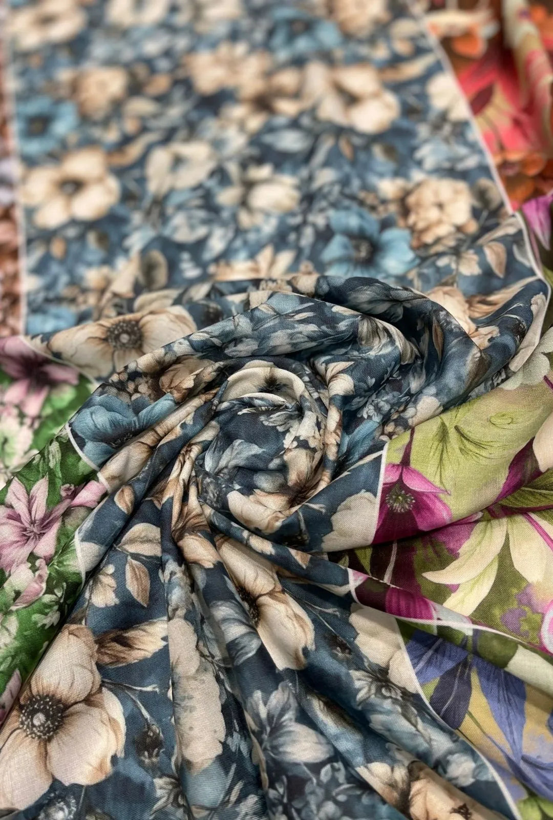 Bespoke Mixed Floral Printed London Cotton Elite Abaya Fabric