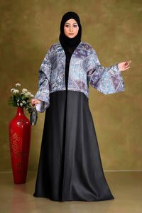 Black Long Shrug with Multicolor Printed Jacket Style