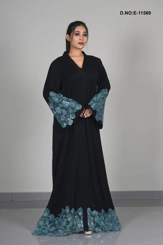 Black Abaya Burkha in Sleek Minimal Elegance