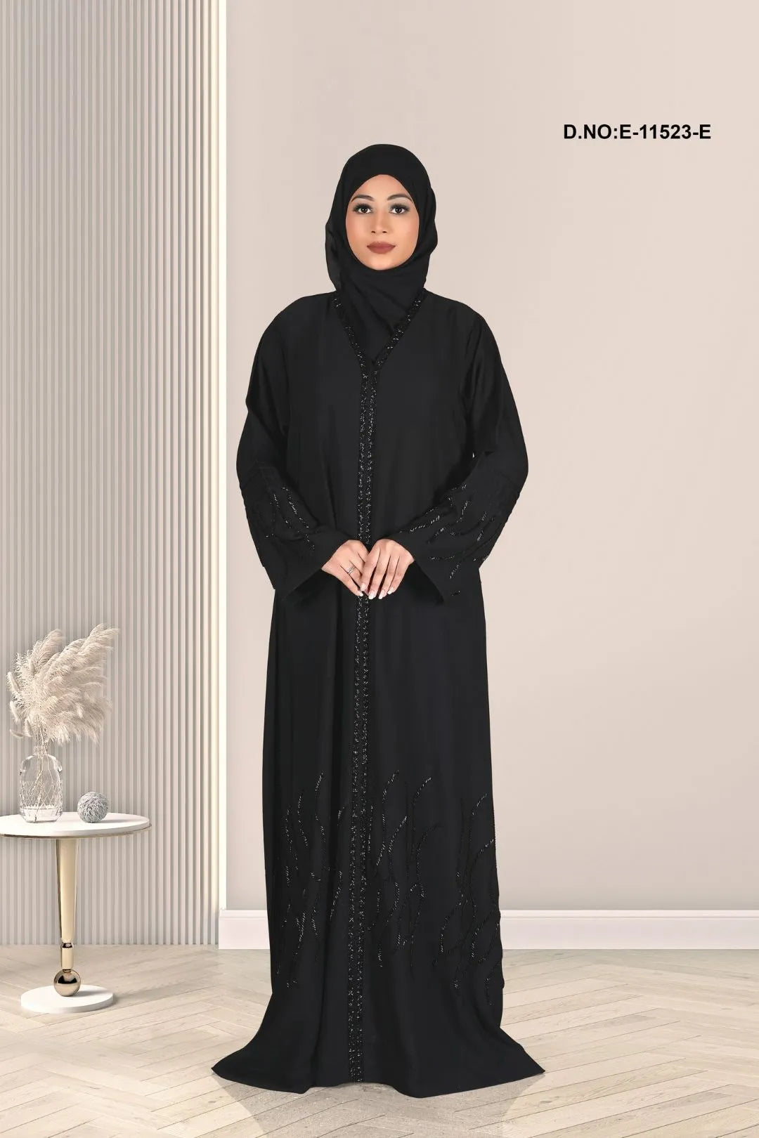 Black Abaya For Women Turkish Pattern in imported hand work diamond sleeves