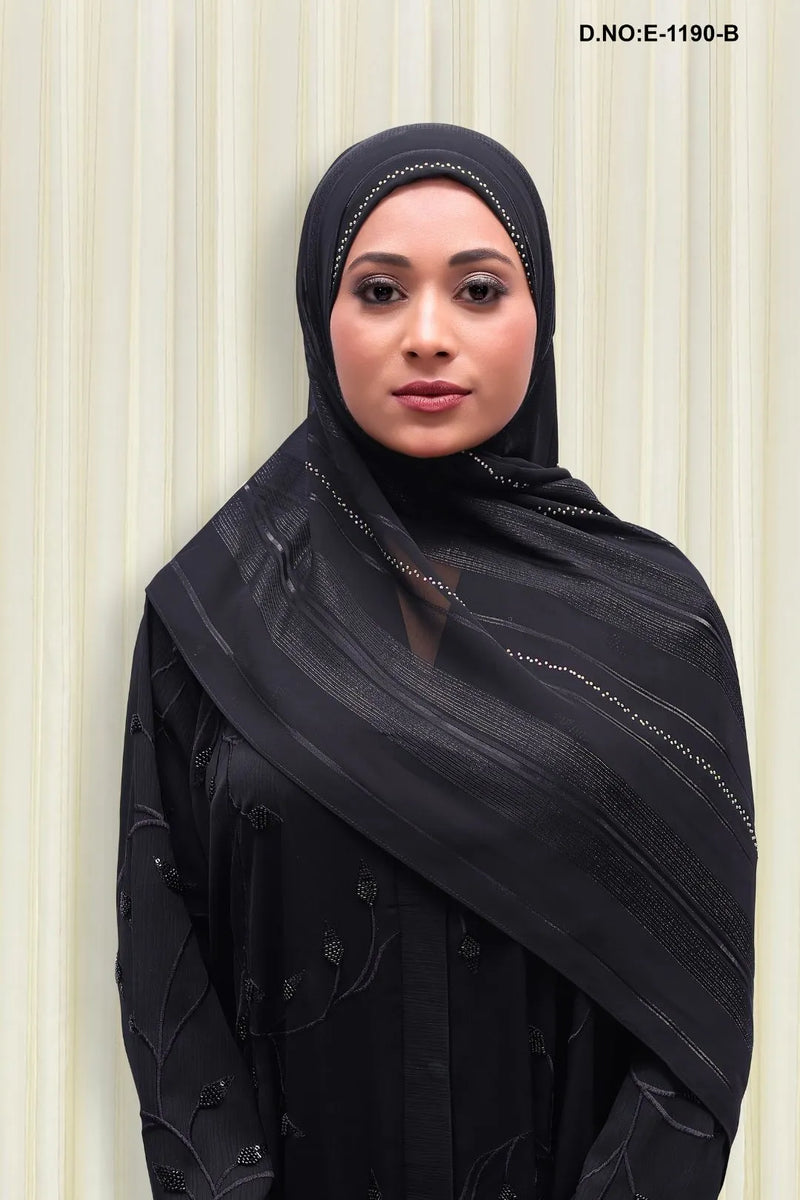 Black Charming Diamond Lining Dupatta for Womens