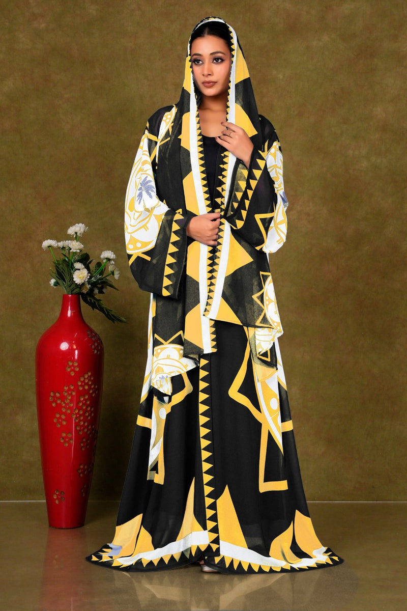 Chiffon Shrug Set with Geometric and Medallion Print GAJIWALA EXPORT