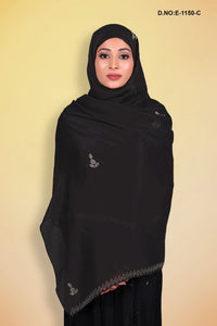 Black Designer Diamond Stone Beaded Dupatta