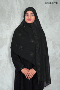 Black Premium Diamond Embellished Dupatta with Delicate Net Lace
