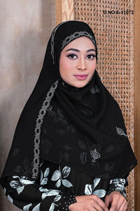 Black Printed Baju Kurung With Stole