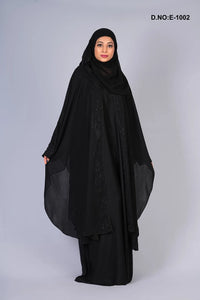 Black Simple Abaya With Stole For Women