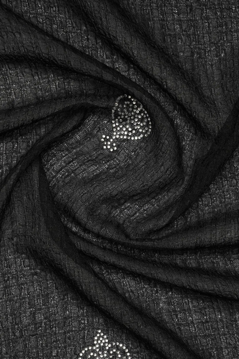 Black Stonework Designer Stole For Abaya