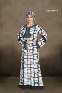 Black Women's Casual Designer Long Sleeve Printed Loose Kaftan