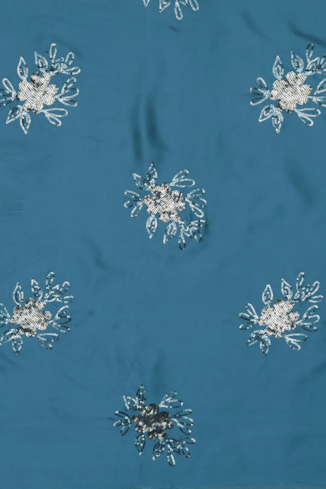 Blue Barbie with Spangle Sequins Embroidery Work Fabric