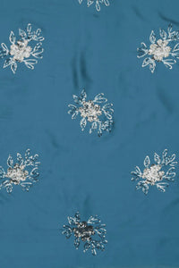 Blue Barbie with Spangle Sequins Embroidery Work Fabric