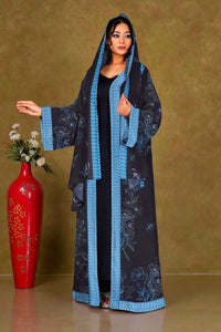 Chiffon Shrug Set with Floral Outline Print gajiwala export