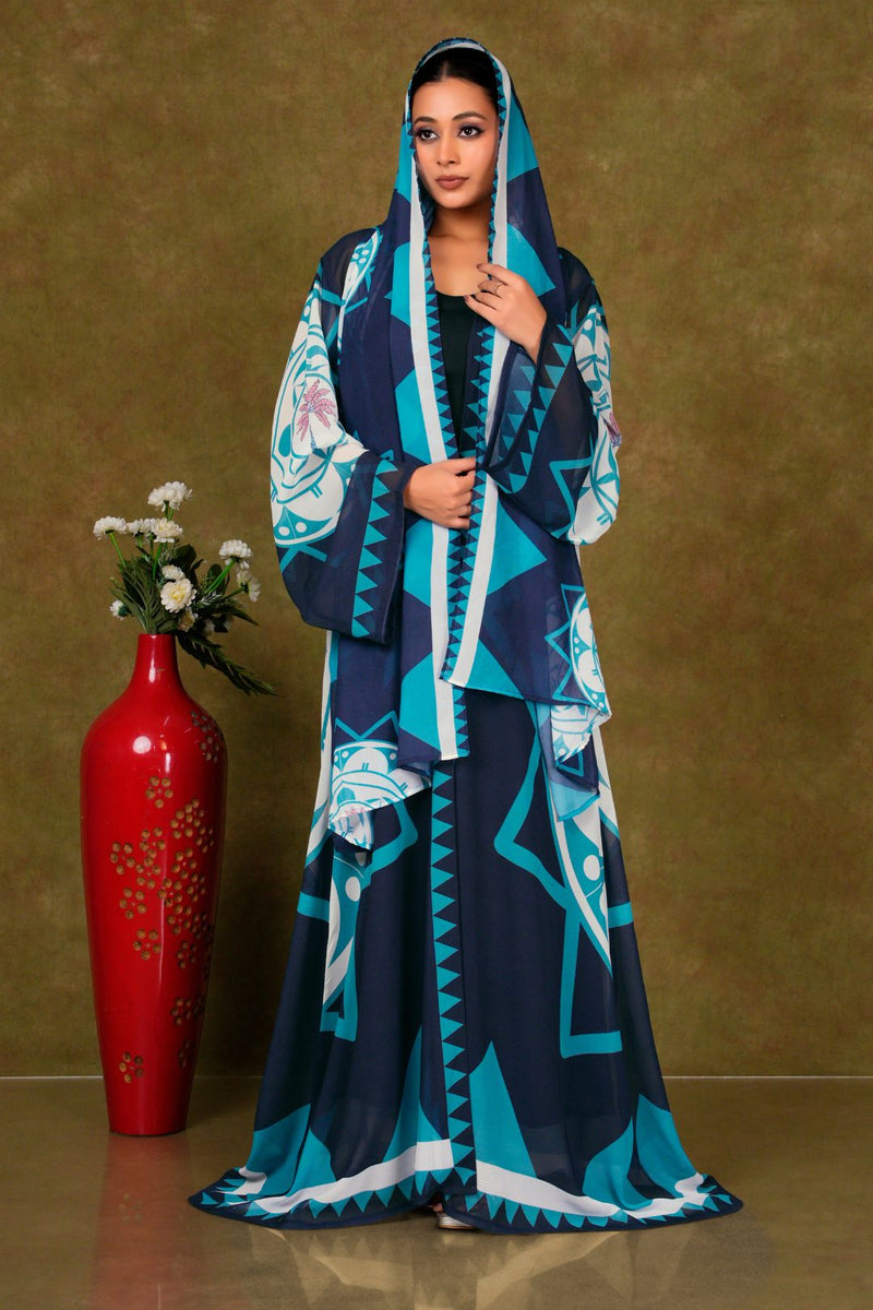 Chiffon Shrug Set with Geometric and Medallion Print GAJIWALA EXPORT