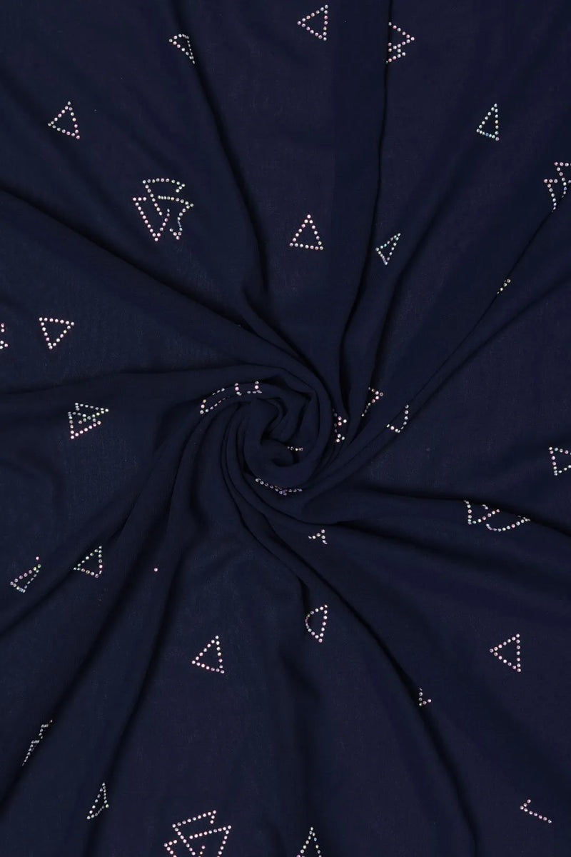 Blue Triangle Stonework Stole For Abaya