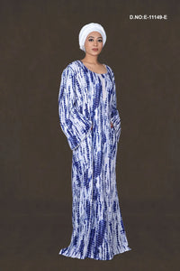 Blue Tie & Dye Printed Kaftan With Stole For Women