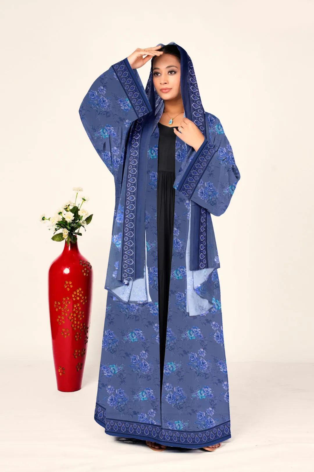 Vintage Floral Chiffon Layered Shrug Modest Open Style Wear