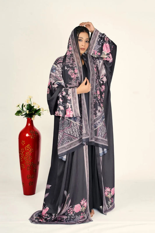 Blush Floral Weightless Drape Shrug Elegant Modest Abaya Overlay