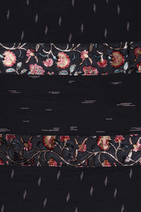 Black Florer Bordered Stole For Abaya