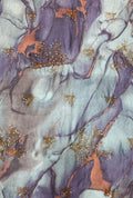 Branch Sequin Embroidered Marbled NC Satin Fabrication
