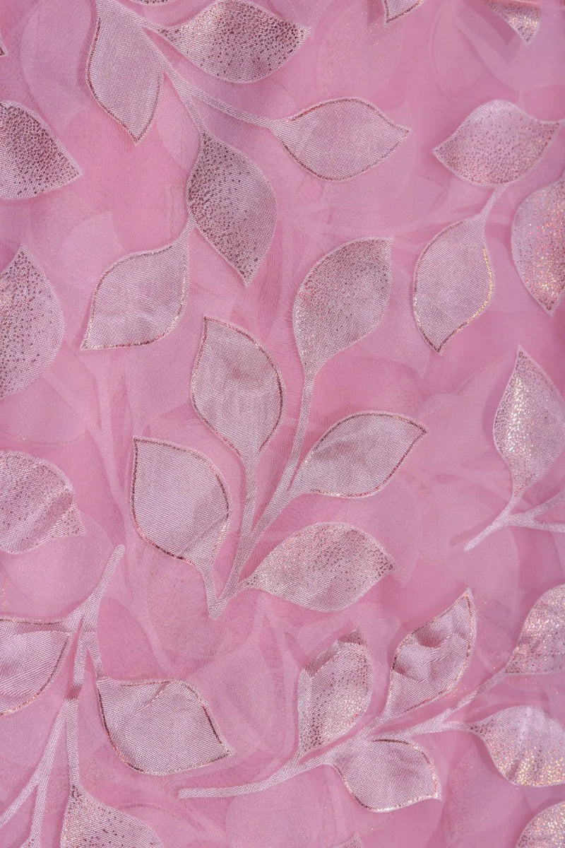 Brasso Fabric with Pink Foil Work