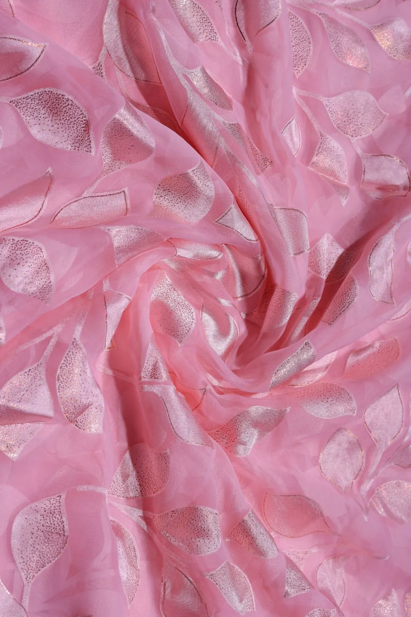 Brasso Fabric with Pink Foil Work