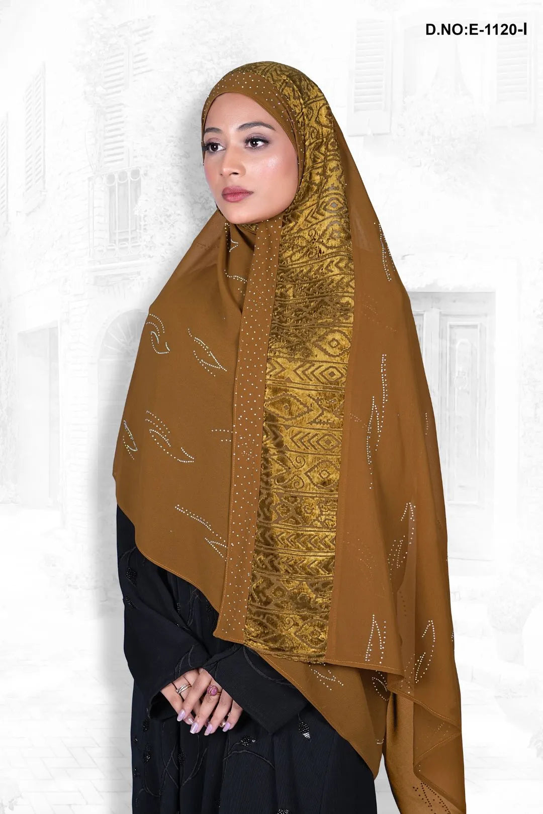 Bronze Embellished Flower and Stone Work Dupatta for Women