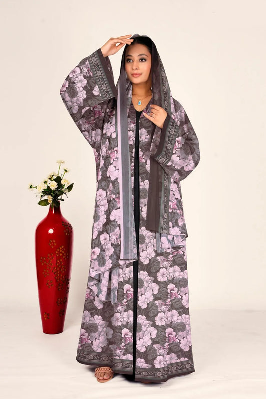 Botanical Chiffon Overlay Shrug Open Longline Women Modest Wear