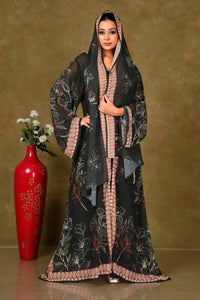 Chiffon Shrug Set with Floral Outline Print gajiwala export