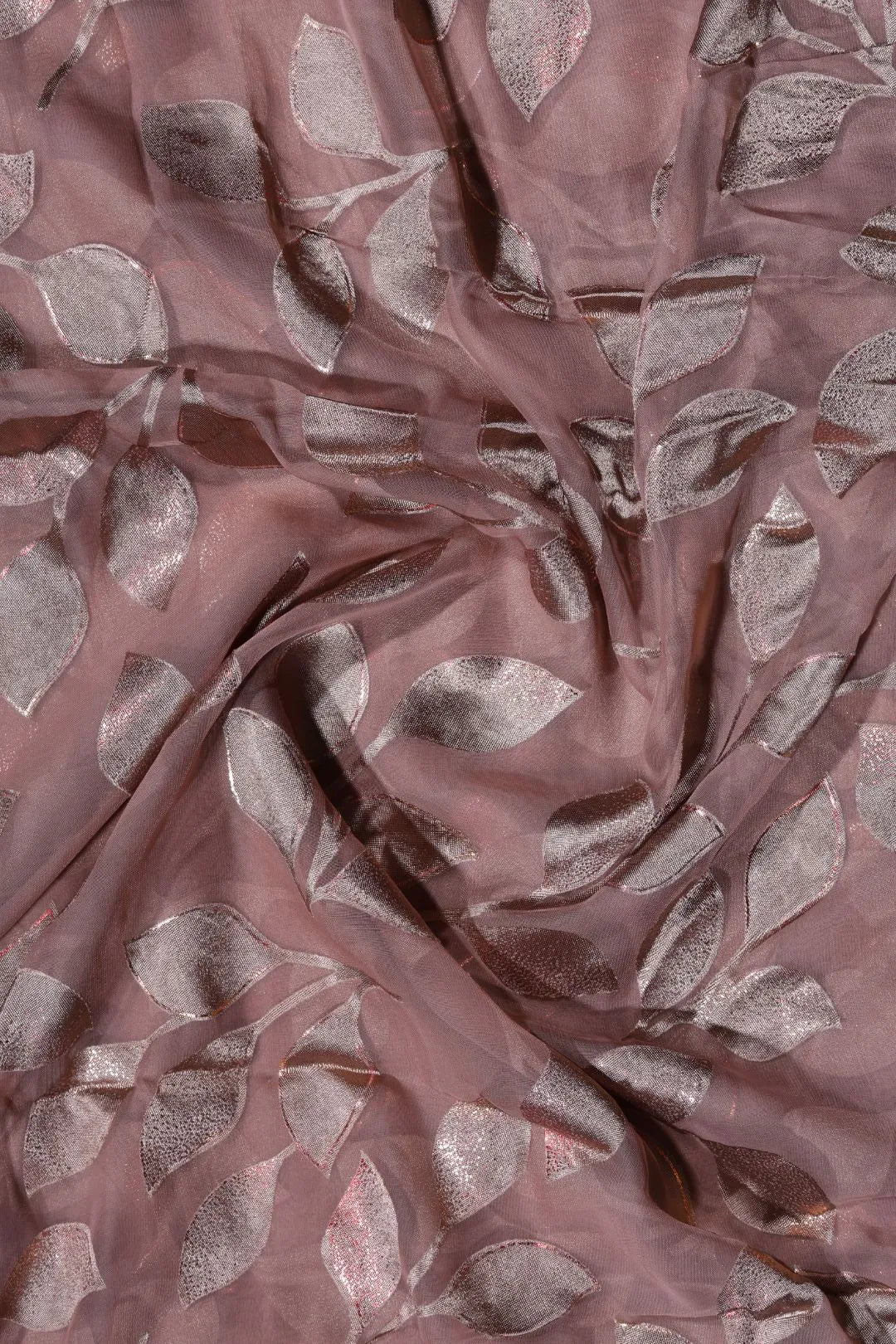 Brown Colored Foil Brasso Textile Fabric