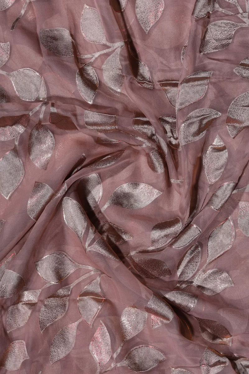 Brown Colored Foil Brasso Textile Fabric