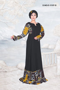 Brown Designer African Kaftan With Stole For Women