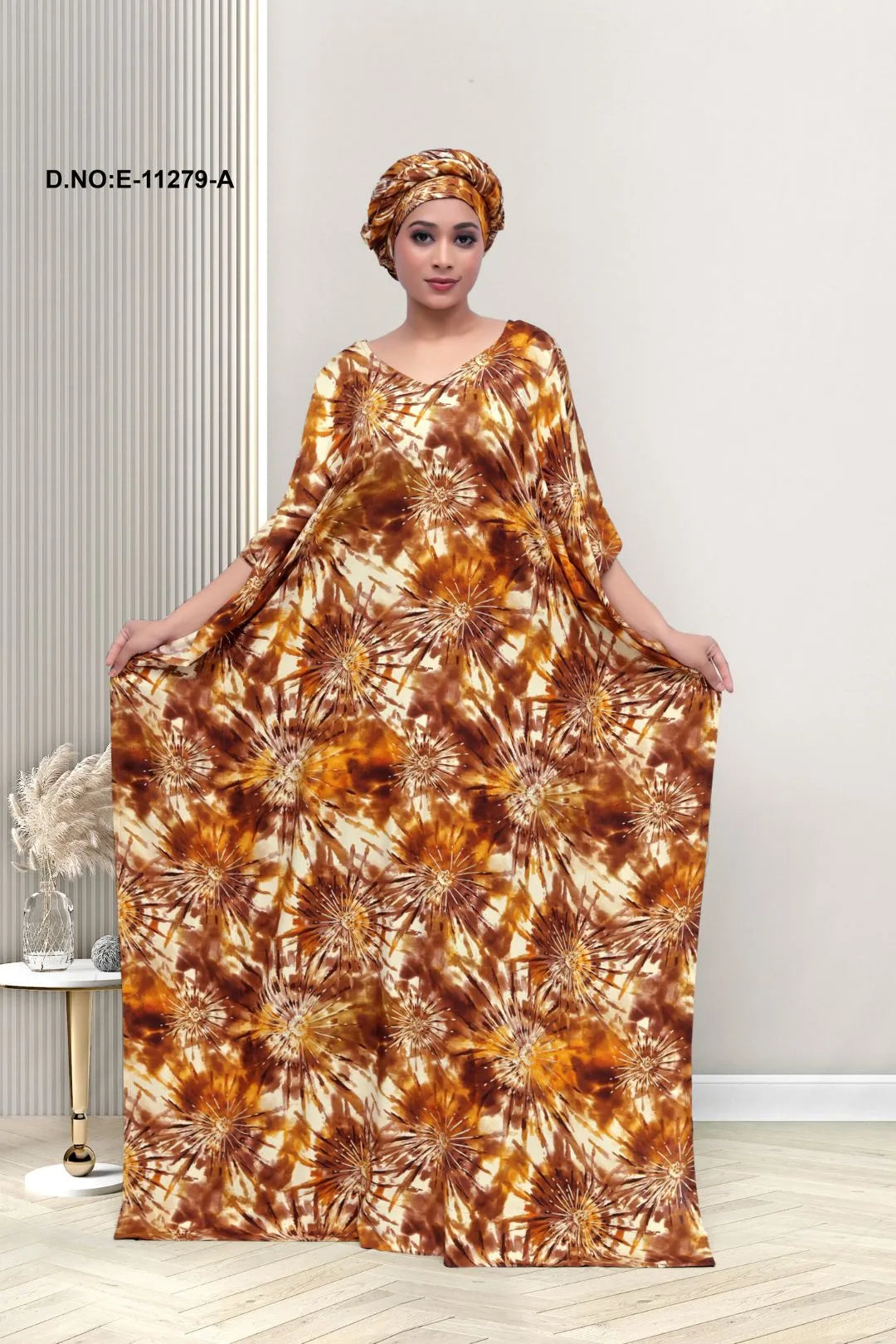 Brown Embellished Farasa Gown For Women