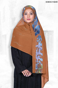 Brown Embellished Flower and Stone Work Dupatta for Women
