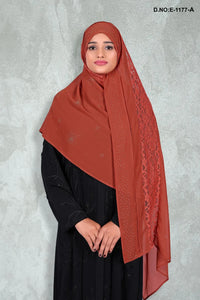 Brown Premium Diamond Embellished Dupatta with Delicate Net Lace