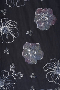 Butterfly Net With Hand Work Grey Fabrics