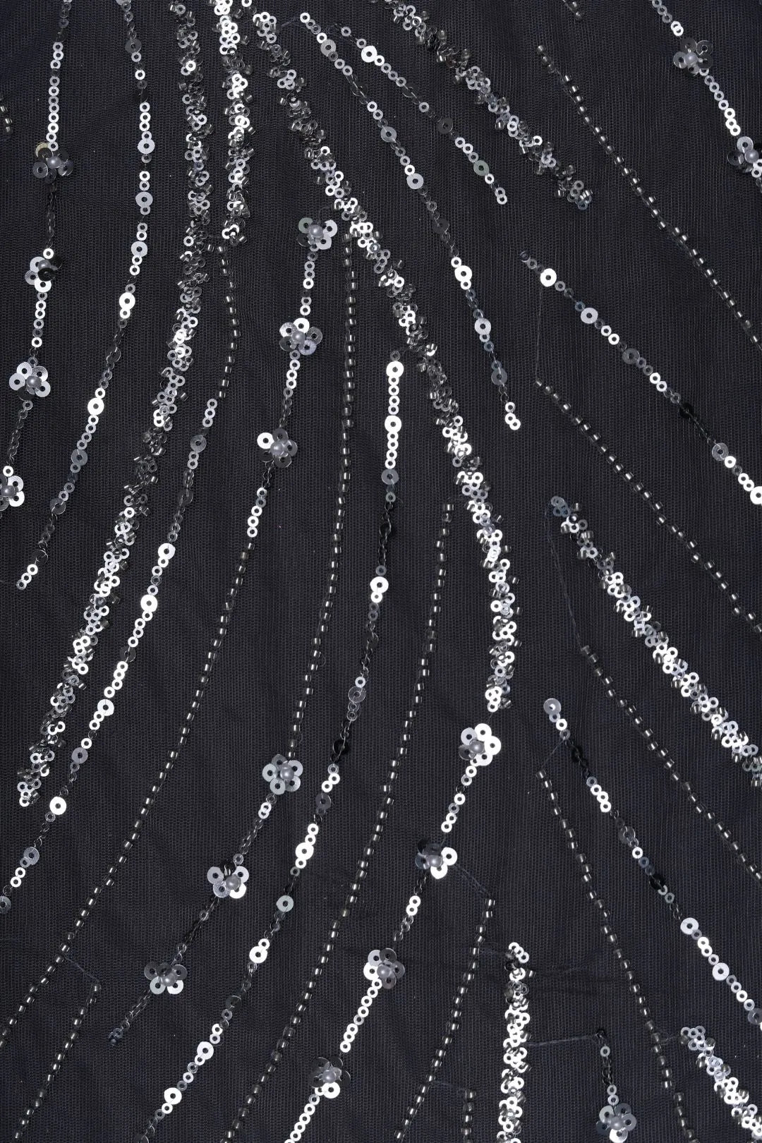 Butterfly Net With Silver Hand Work Black Fabric