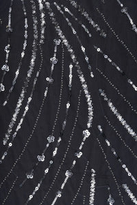 Butterfly Net With Silver Hand Work Black Fabric