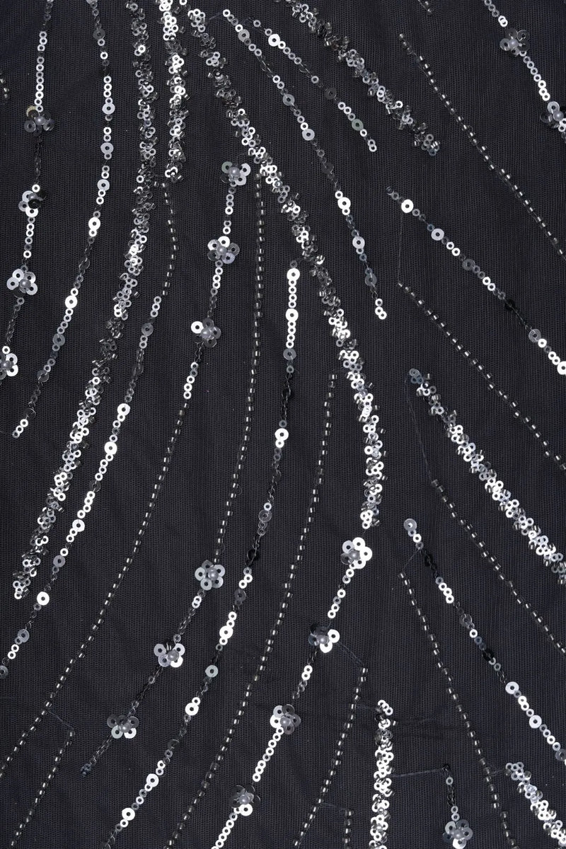 Butterfly Net With Silver Hand Work Black Fabric