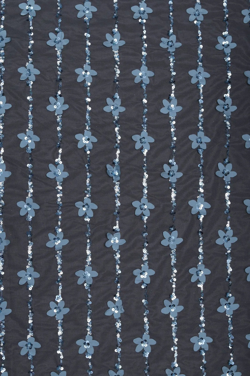 Butterfly Net With Skyblue Hand Work Fabric