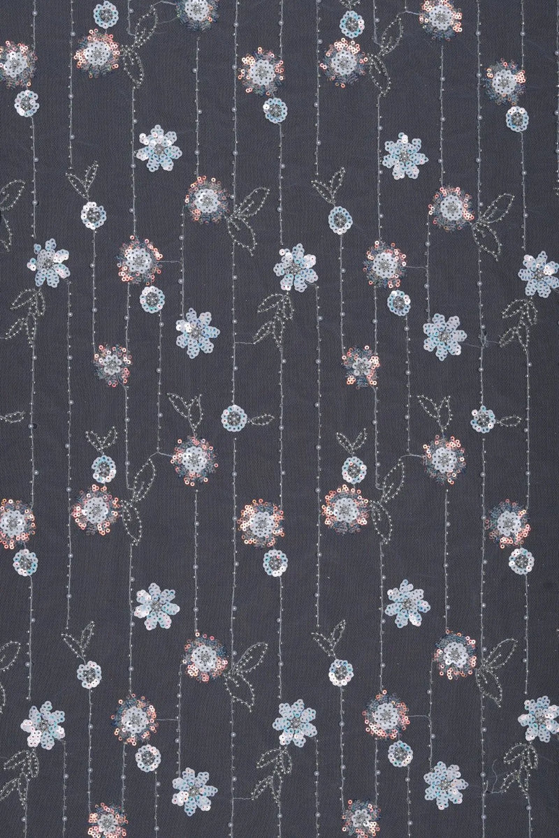 Butterfly Net With Straight Line Flower Work Fabrics