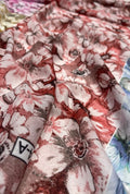 Charming Coral Floral Printed London Cotton Elite Gown Fabric