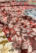 Charming Coral Floral Printed London Cotton Elite Gown Fabric