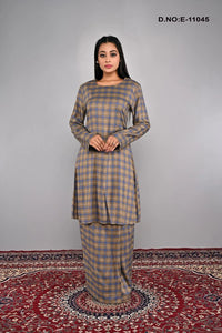 Checks Pattern Modern Baju Kurung Design