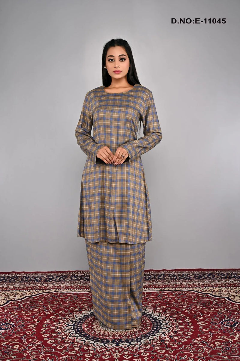 Checks Pattern Modern Baju Kurung Design